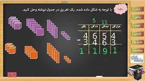پاورپوینت ریاضی سوم دبستان مبحث تفریق در جدول ارزش مکانی